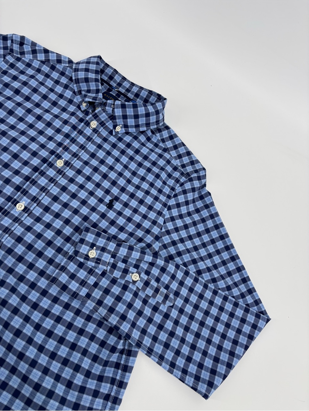 Polo Ralph Lauren Performance Boys XL 18-20 Button Down Shirt Blue Plaid Gingham
